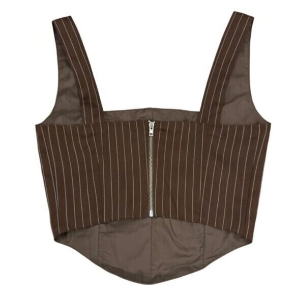 Peppermayo Exclusive Talula Pinstripe Bustier Chocolate Size 2 - Picture 9 of 10